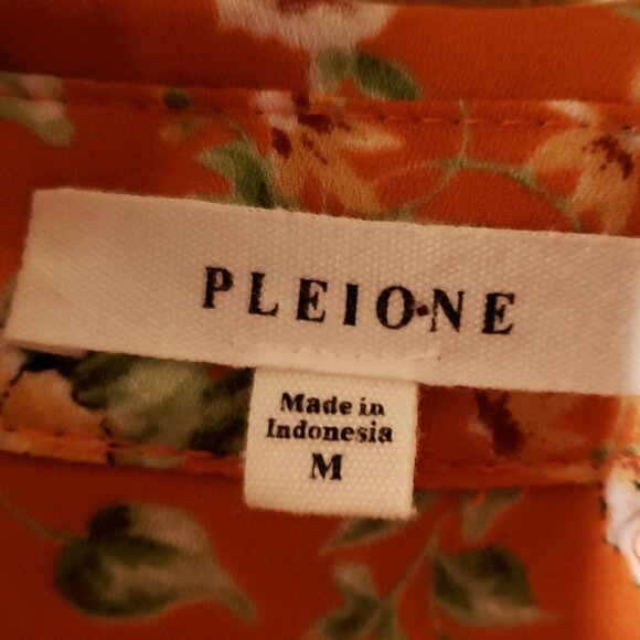 Pleione Women’s Orange Floral Long Sleeve Blouse Medium - Picture 5 of 7